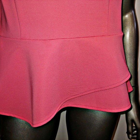 Ann Taylor Peplum Crew Neck Sleeveless Coral - M - Picture 3 of 5